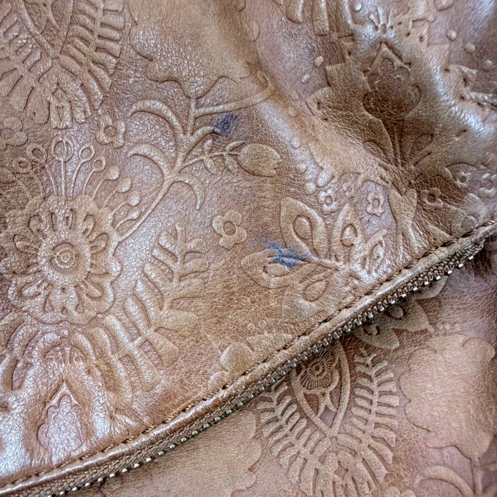 The Sak Silverlake Tan Leather Embossed Foldover Crossbody Bag Boho Western - Picture 5 of 14